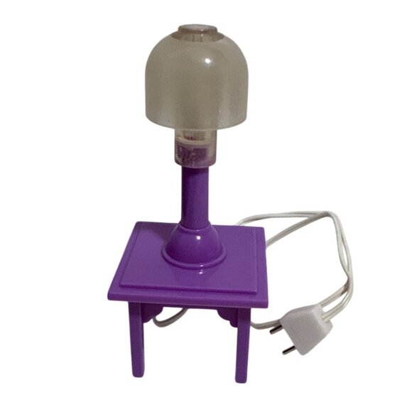 Dollhouse Lamp on End Table Purple With Clear Shade & Plug-In Cord 3" Tall - Picture 1 of 4